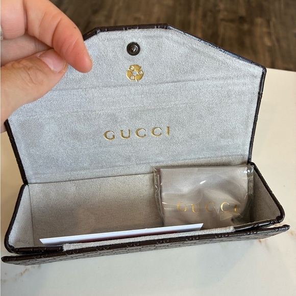 Gucci eyeglass/sunglass holders logo case brown NEW - Picture 3 of 4